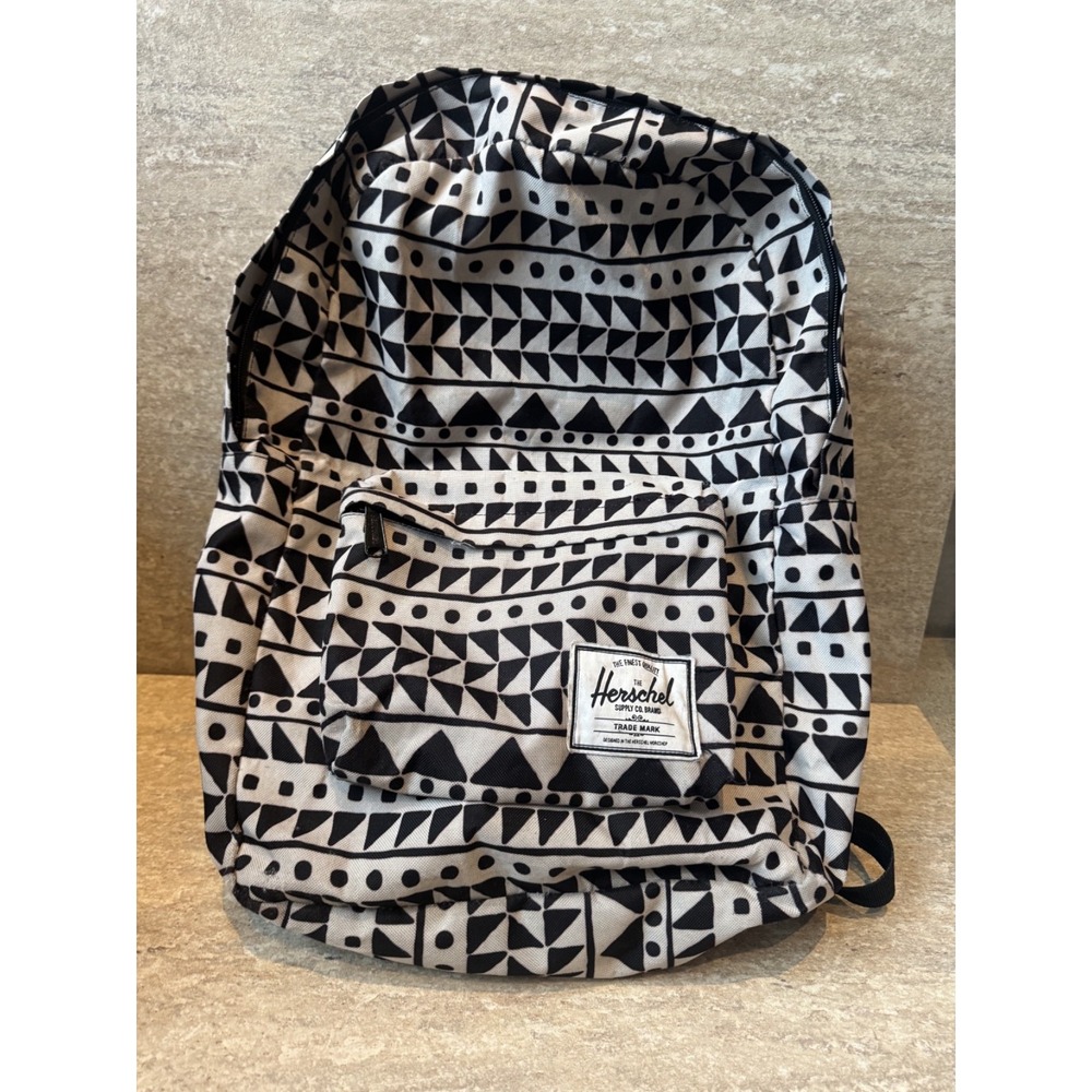 Herschel Backpack Black‎ and White Geometric Print Unisex Hiking Travel Biking